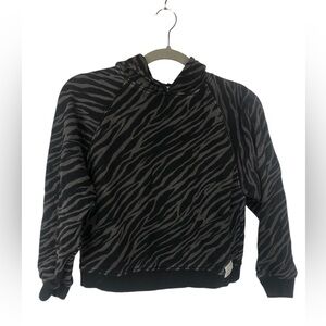Women's Black & Gray Zebra Print Hoodie Sweatshirt
